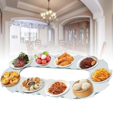 Imagem de Mesa de sala de jantar ajustável giratória manual de 360 °, mesa giratória para festas, comboio para servir comida, comboio de comida giratório para festas e atering, 1,6 m/5,25 pés - branco