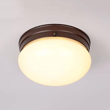 Imagem de KSSTEVNBD Lustre, luz de teto de vidro branco leitoso 1 luz pequena luminária de teto corredor varanda montagem embutida luz de teto casa quarto banheiro perto do teto luminária