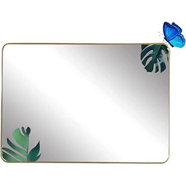 Imagem de LIFOND Espelho de parede retangular para banheiro, espelho de penteadeira, espelho de banheiro de metal grande, espelho criativo de decoração de casa para banheiro, quarto, corredor, espelho de