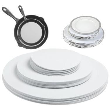 Imagem de Gabrella 45 peças de armazenamento de separadores de placas, divisórias de armazenamento de placas chinesas, protetores de pratos de feltro macio, separadores para empilhamento e embalagem, 3 tamanhos