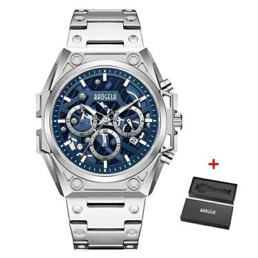 Imagem de Relógio Masculino Baogela 22605 à Prova D'água Prata
