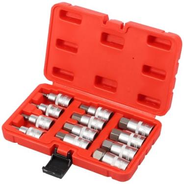 Imagem de Conjunto de soquete hexagonal métrico de 12 peças, kit de soquete Allen de aço para ferramentas, adaptador de soquete Allen portátil, conjunto de soquete Allen Drive com caixa de armazenamento de 5 mm