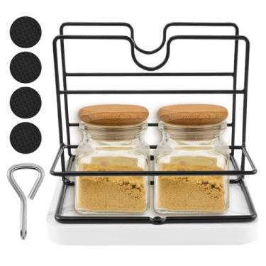 Imagem de Porta-guardanapos para mesa com suporte de guardanapo em pé de sal e pimenta a granel preto para todas as decorações de sala de jantar bar de coquetel mesa de jantar (base de mármore)