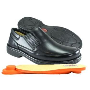 Imagem de Sapato Masculino Couro Antistres Ortopédico Pé Diabético Anatômico 166