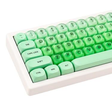 Imagem de GEKUCAP PBT Keycaps MOA Profile Green Jelly Foundation Lindas Teclas 136 Teclas Semitranslúcidas Conjunto de Teclas para Teclado Mecânico Cherry Gateron MX