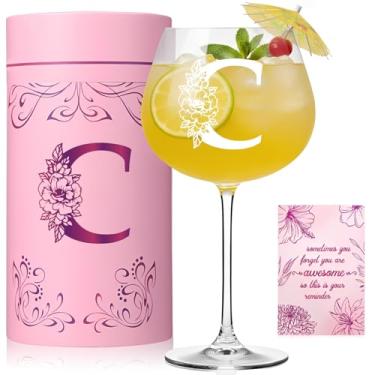 Imagem de Physkoa Presentes iniciais de taça de vinho para mulheres (1-266-C)