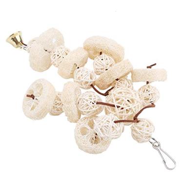 Imagem de AYNEFY Brinquedos de Papagaio Bucha, Balanço Pendurado Com Sinos para Mastigar e Brincar, Ideal para Pássaros Pequenos como Periquitos e Calopsitas