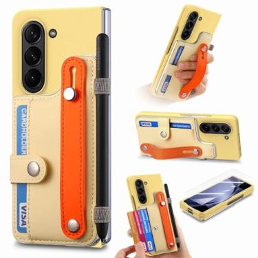 Imagem de Para Samsung Z Fold5 Capa dobrável de filme de vidro para Samsung Galaxy Z Fold 5 Fold5 Zfold5 Acessórios para telefone Funda Capa, amarela, para Samsung Z Fold 5