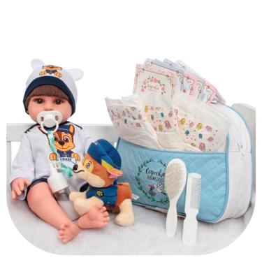 Imagem de Boneco Reborn Bebê Realista Silicone Pelúcia Bolsa Itens