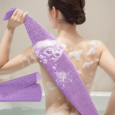 Imagem de 1 esponja de rede africana, esponja de banho, esfoliante corporal de chuveiro, esponja de rede esfoliante africana, esfoliante corporal africano, adequado para uso diário (roxo)