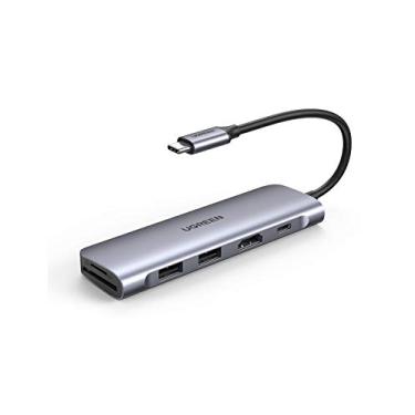 Imagem de UGREEN USB C Hub com carregamento PD de 100 W, adaptador Tipo C para HDMI 4K 30 Hz, hub USB com 2 portas USB 3.0 e leitor de cartão SD/TF, compatível com MacBook Pro/Air 2023, iPad Pro, iPad Air