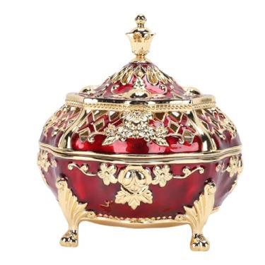 Imagem de Pssopp Suporte de Incenso Com Tampa, Queimador de Incenso de Cone retrô Ornamentado para Uso Interno, Decoração de Mesa, Presente Espiritual (Ouro Vermelho)