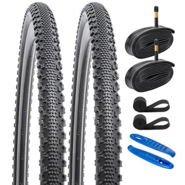 Imagem de 2 peças de pneus 700C 700 x 38C/40-622 e 700C válvula Schrader compatível com Gravel Bike 700x36C 700x37C 700 x 38C 700x40C pneus e tubos de bicicleta (Y-1005)