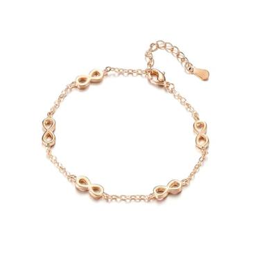 Imagem de Pulseira de anel duplo para mulheres - Design interligado, joia de mão moderna e minimalista, One Size, Titânio, Sem Pedra Preciosa