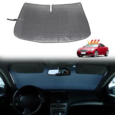 Imagem de Para-sol dobrável compatível com Infiniti 2007-2013 G25/G35/G37, 2013-2022 Q50, 2007-2026 QX80, para-sol de para-brisa de ajuste personalizado (material isolante de folha de bolha dupla) (07-13 G25