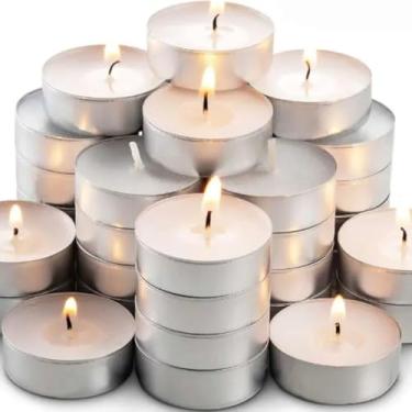 Imagem de Kit 10 Velas Brancas com Suporte em Alumínio Decorativa Para Festas Decoração Casamento e Aniversário