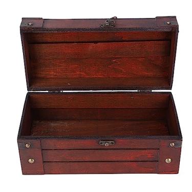 Imagem de Zerodis Caixa de Jóias Vintage baú de Tesouro de Madeira para Coleção de Jóias 11.8x5.9x5.9in Decoração para Casa e Escritório Outros Colecionáveis (S)