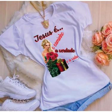 Imagem de Blusa T-shirt Camiseta Feminina Estampada -Gospel- Várias Estampas 22 