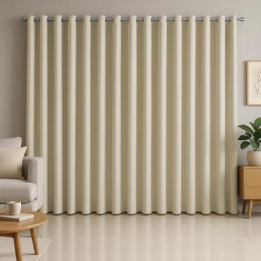 Imagem de Cortina Blackout Premium para Sala e Quarto,3,00m x 2,50m, 2 Painéis, Tecido Poliéster, Bloqueio de Luz 85%, Ilhós Metálicos (Palha)