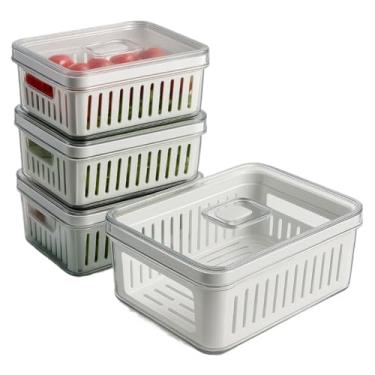 Imagem de Potes Organizadores de Geladeira com Escorredor e Tampa – Multiuso para Frutas, Verduras e Legumes(1un Pote 5L e 1un Pote 2,2L)