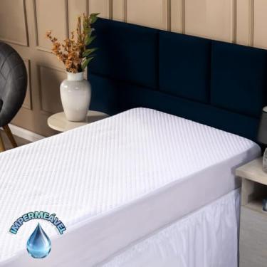 Imagem de Capa de Colchão Impermeável Matelado Solteiro Silencioso, Fácil de Lavar e Ajustável Branco
