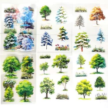 Imagem de 12 folhas 72 peças PET transparente árvore vinil decalques pacote transparente para parede artesanato envelopes scrapbooking cartões garrafas de água diário carro cartaz quadro janela adultos