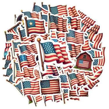 Imagem de 50 peças bandeira americana emblema patriotismo bandeira retrô emblemática vermelho azul branco estrelado para telefone faça você mesmo, guitarra, laptop, notebook, mala, notebook, bagagem, copo para