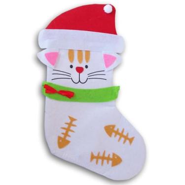 Imagem de Conjunto de meias natalinas de feltro para animais de estimação - 22 x 50 cm (gato)