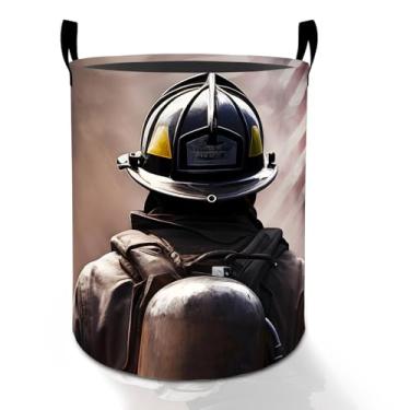 Imagem de Cesto de lavanderia de bombeiro para meninos, meninas, crianças e adultos, caixa de armazenamento de roupas Oxford dobrável à prova d'água, organizador patriótico para quarto, banheiro, decoração de