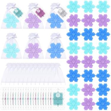 Imagem de Treela 24 conjuntos de pequenos flocos de neve lembrancinhas de festa de chá de bebê para convidados em forma de floco de neve, lavanda perfumada, lembrancinhas de chá de bebê, tema de neve, decoração