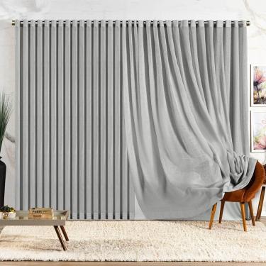 Imagem de Cortina Lucy Blackout Voil Gaze Linho 5,40m X 2,70m Sala Quarto Varão 4m - Cinza - 100% Poliéster