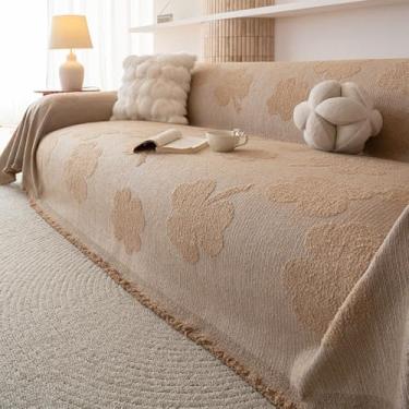 Imagem de Capas de sofá quentes de pelúcia, capa seccional de ramo de plantas, protetor de móveis de sala de estar, para feriados, sala de estar - curry||180 * 280 cm