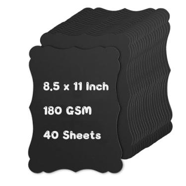 Imagem de Papel cartolina preto, 40 folhas, cartão de 21 x 28 cm de espessura para convites, menus, confecção de cartões, impressão estacionária, projeto de arte, álbum de recortes, decoração de festa de