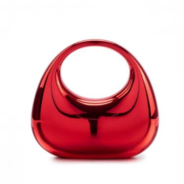 Imagem de Bolsa feminina de acrílico Hobo para noite bolsa moderna bolsa transversal bolsa para festa de casamento casual, Vermelho