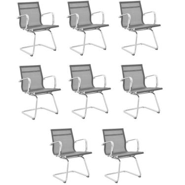 Imagem de Kit 8 Cadeiras de Escritório Presidente Fixa Sevilha Baixa Tela Preto