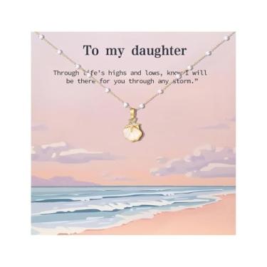Imagem de Embtrem Presentes para filha, colar de estrela-do-mar, concha dourada, presente de aniversário para filha, pai e mãe, Cobre, Sem Pedra Preciosa