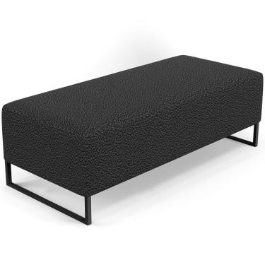 Imagem de Puff Decorativo Sala De Estar Bali W01 Base Ferro 120x50 Cm Bouclê Preto