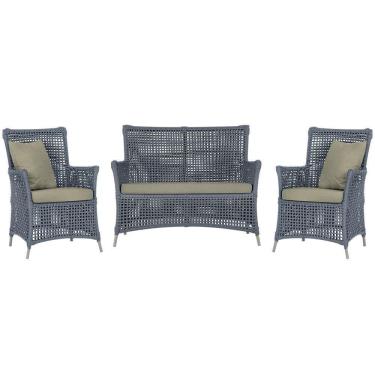 Imagem de Jogo Sofá E 2 Poltronas Igapó Alumínio Fendi E8 Trama Prata