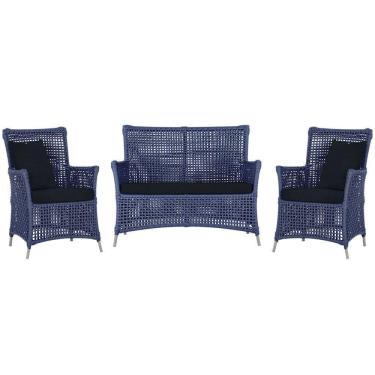 Imagem de Jogo Sofá E 2 Poltronas Igapó Alumínio Fendi E12 Trama Azul