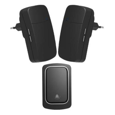 Imagem de Campainha Residencial Dupla Sem Fio e Sem Bateria 38 Toques Preto - ge