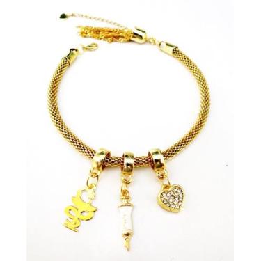 Imagem de Pulseira Farmácia Seringa Coração Folheado A Ouro 18k - Milena Folhead