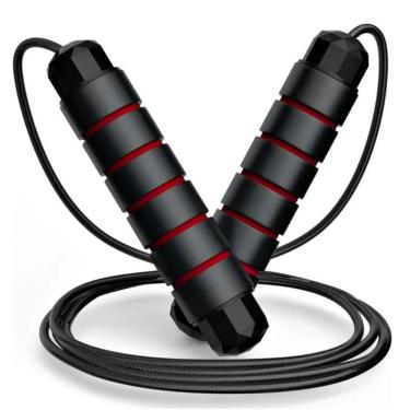 Imagem de Corda De Pular Ajustável Fitness Academia Treino Funcional Resistente 2,8m Tamanho Único Gênero Unissex Preto