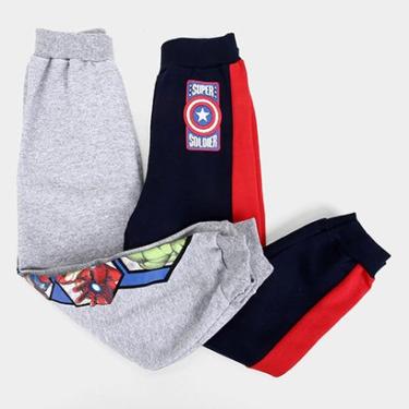 Imagem de Kit Calça Moletom Infantil Peluciado Marvel Avengers I Menino - 2 Peças-Masculino
