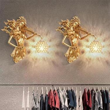 Imagem de Luminária de parede moderna e criativa para sala de estar, quarto, escritório, casa de campo, hotel, quarto infantil, corredor, café, restaurante ocidental, com luz LED (Estilo 47, conjunto