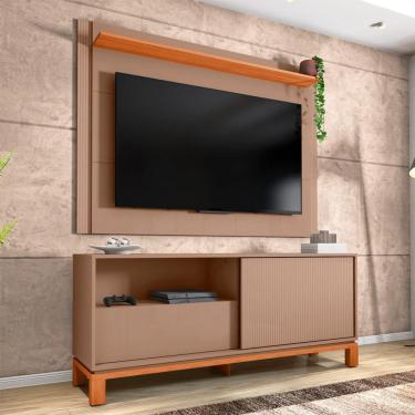 Imagem de Rack com Painel Extensível até 65 Polegadas Mondrian 1 Porta 1 Gaveta Capuccino e Freijó