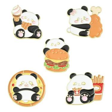 Imagem de UR URLIFEHALL Conjunto de emblemas esmaltados de panda com 10 peças, 5 estilos, broche de animal, alfinetes de lapela para roupas, suéter, cachecol, cardigã adivinhação, artesanato, decoração