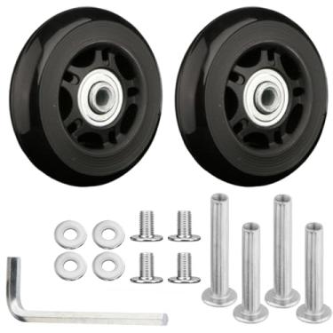Imagem de Qigfucm 64 x 18mm Small Luggage Wheels Replacement, 2pcs Universal Smooth Swivel Caster Wheels, Silent Black Rubber Suitcase Trolley Wheels Repair Kit