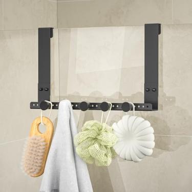 Imagem de Bernkot Ganchos para porta de chuveiro, gancho de toalha de banho de 19 cm para portas de vidro sem moldura, suporte de roupão resistente de aço inoxidável 304 com 5 ganchos (serve para porta de