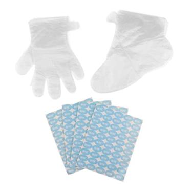 Imagem de barenx 200 peças de forros descartáveis para cuidados com os pés, luva transparente, saco de cera de parafina com adesivos - forros de plástico para meias