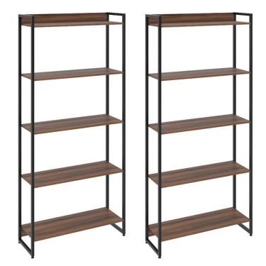 Imagem de Kit 2 Estantes Escritório 5 Prateleiras 186x80cm Nogal